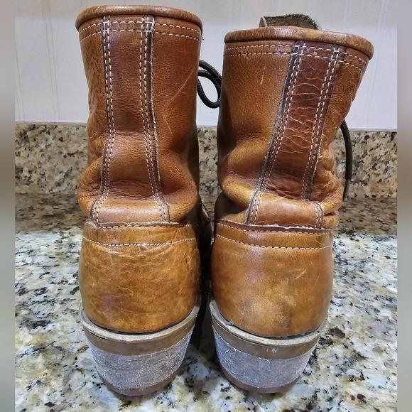 Vintage Oil Resistant Leather Roper Lace Up Boots 6.5 Distressed - Picture 3 of 10